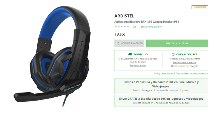 Cascos gamer ps4 discount el corte ingles