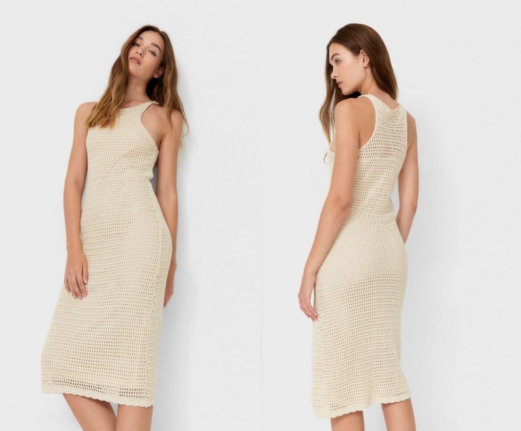 vestido midi crochet Stradivarius