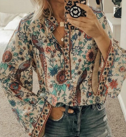 blusa estampada boho