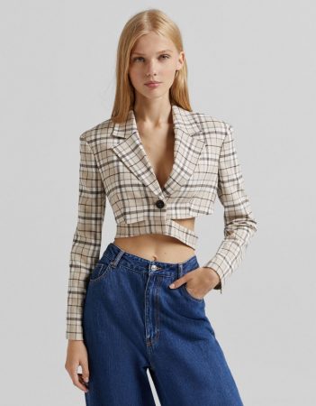 Blazer cropped cuadros