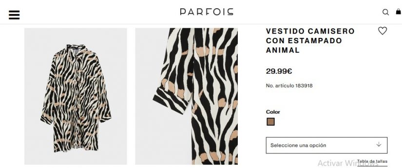 Vestido Camisero Con Estampado Animal