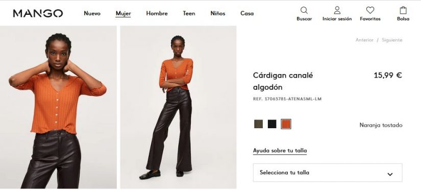 Cárdigan canalé algodón- Mango