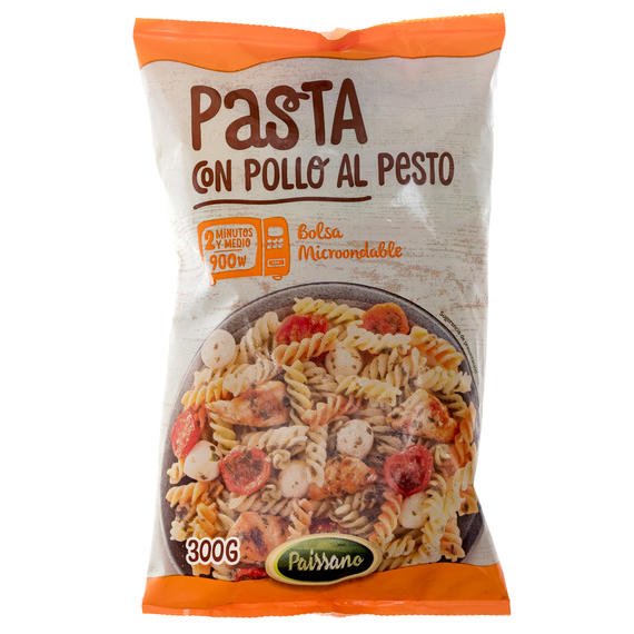 pasta con pollo y pesto