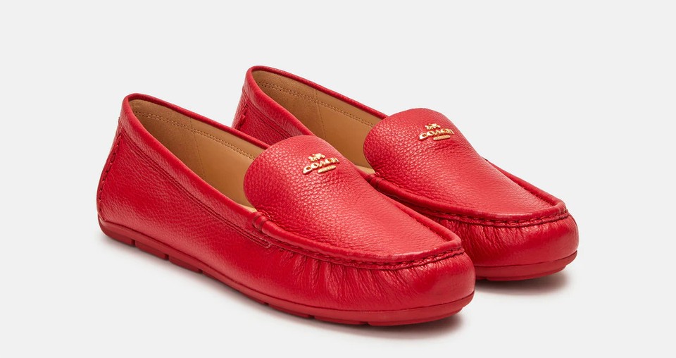 mocasines piel rojo coach