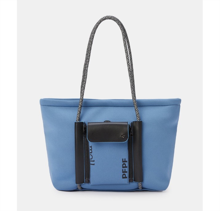 Bolso shopper grande de neopreno azul con bolsillo portamóvil extraíble