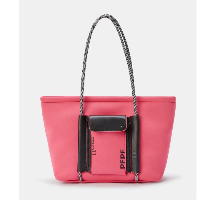 Bolso shopper grande de neopreno fucsia con bolsillo portamóvil extraíble