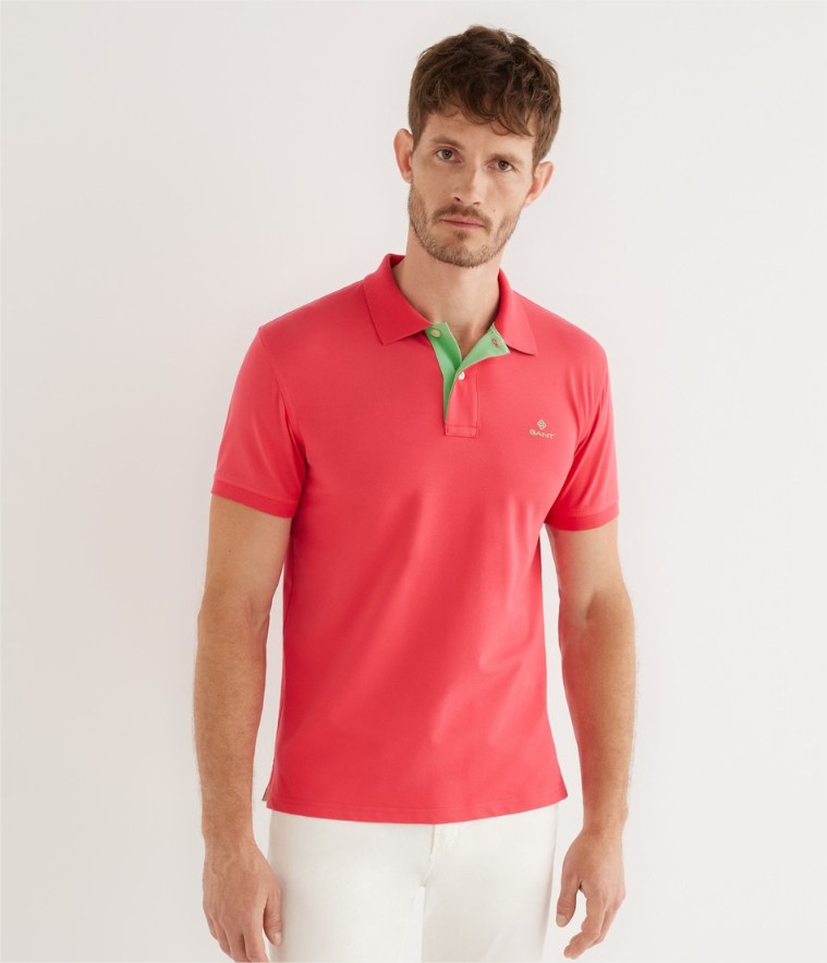 polo liso rosa gant