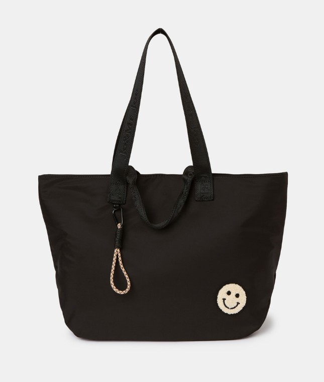 Bolso shopper en negro con detalle smiley