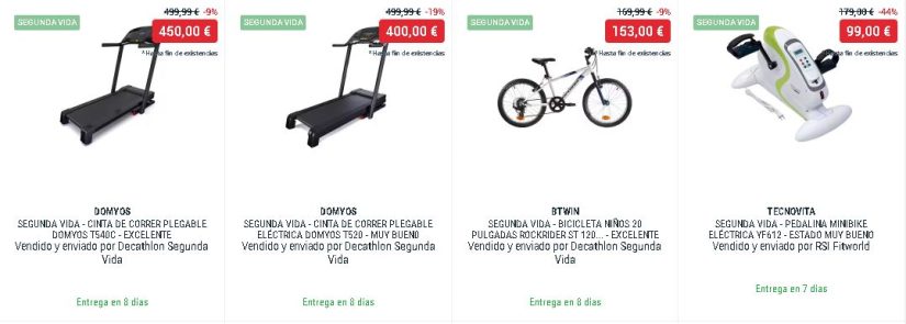 Algunos de los productos de segunda mano que ofrece Decathlon