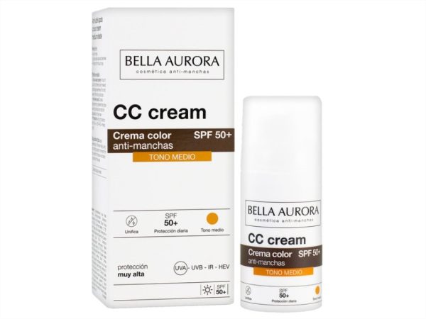 Bella Aurora CC Cream SPF 50 Toque de Color Anti-Manchas Tono Medio Tarro 30 ml