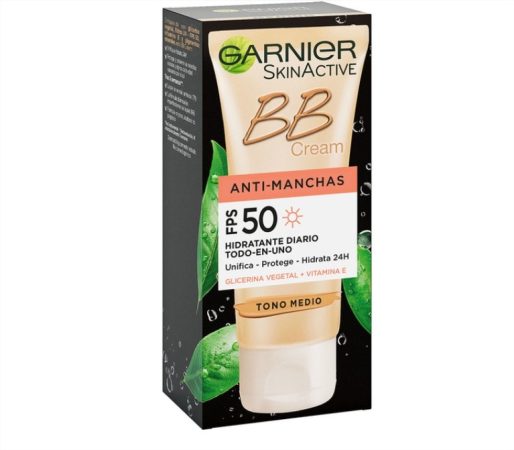 Garnier Skin Active BB Cream Anti-Manchas Hidratante Diario Todo en Uno SPF 50 Tono Medio Tubo 50 ml