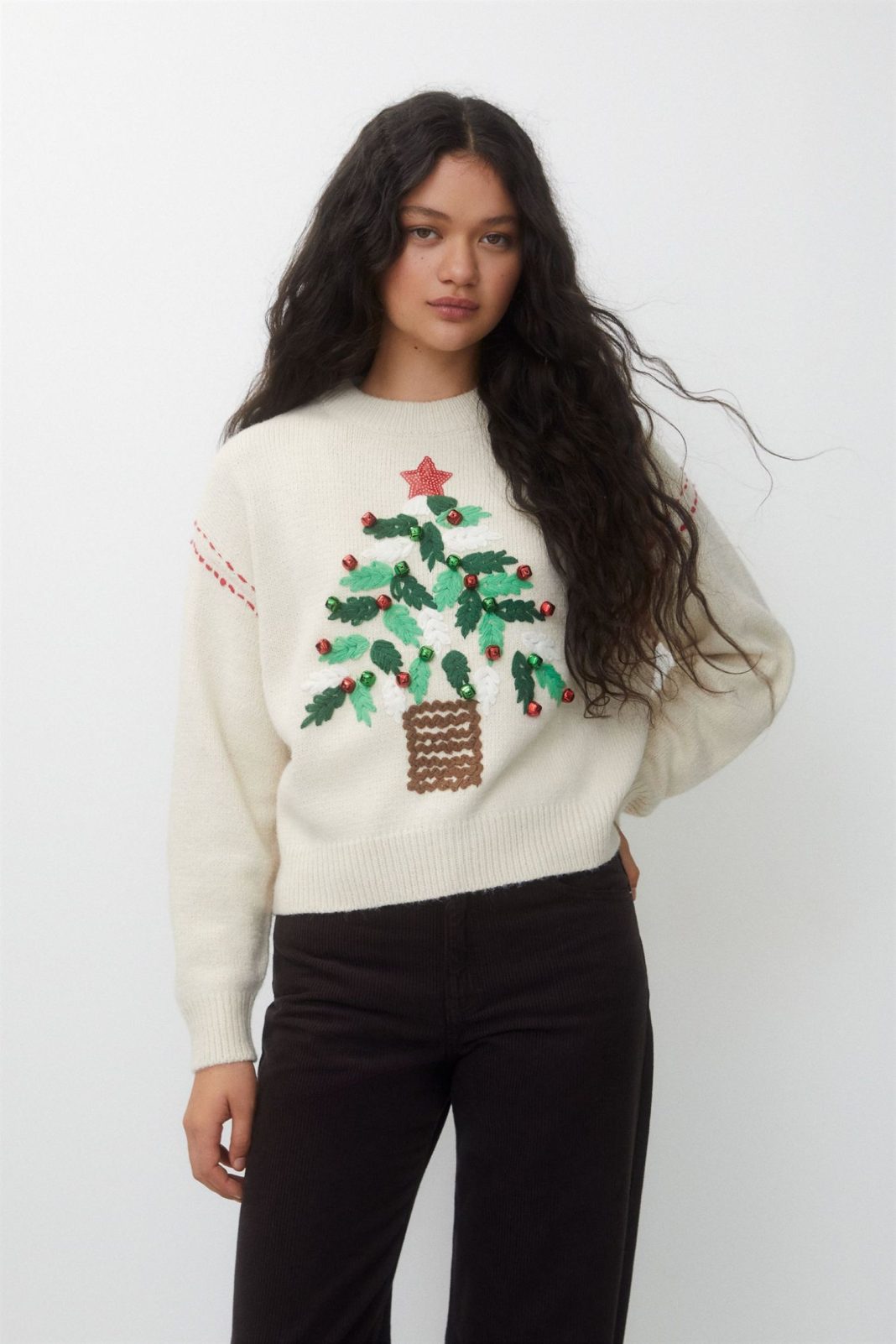 Jersey navideño árbol bordado