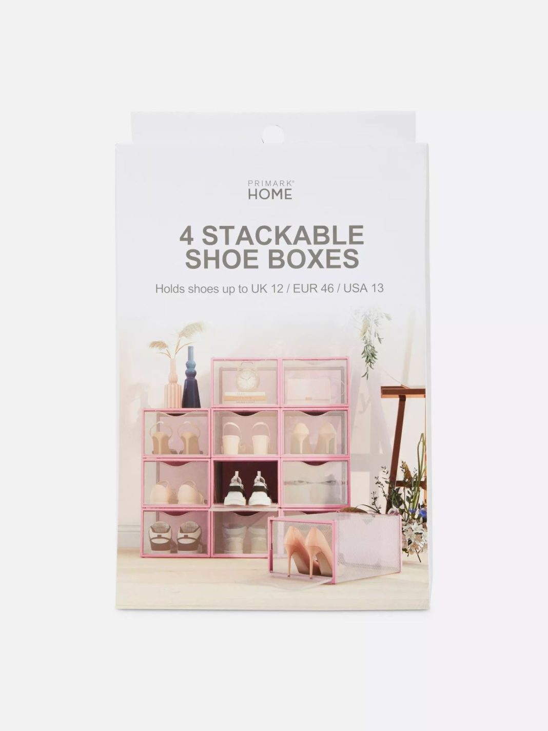 Pack de 4 cajas para zapatos apilables