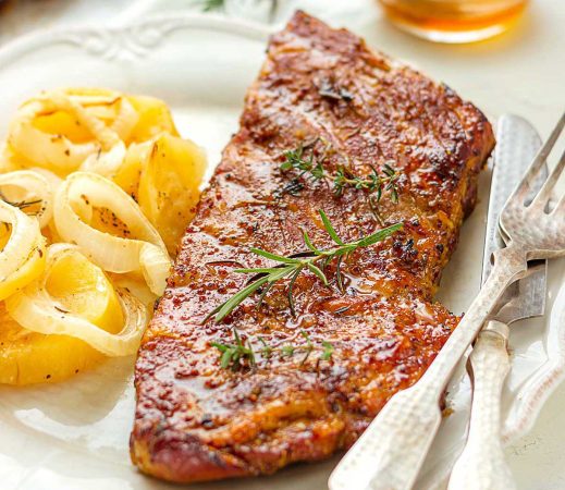 costillas a la miel al horno con patatas Merca2.es