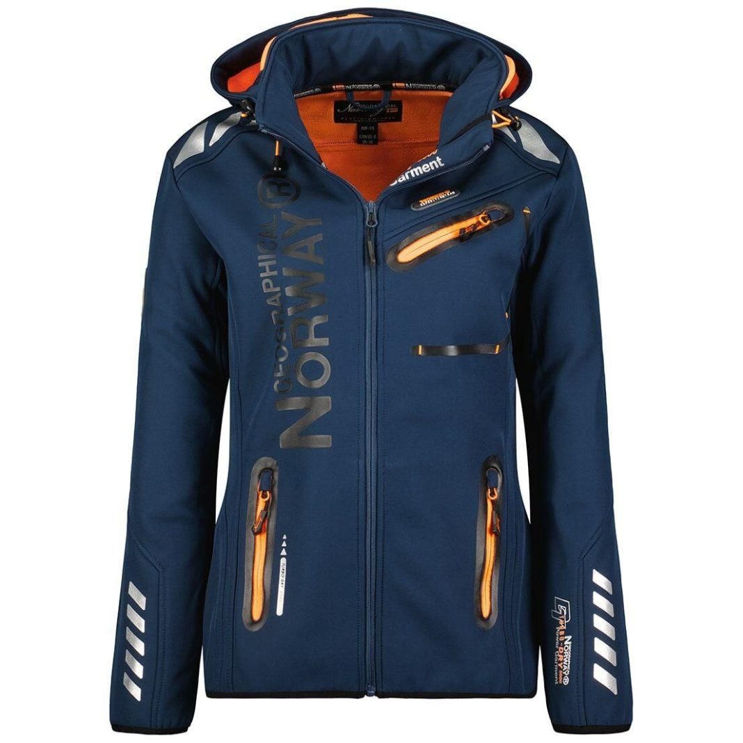 Softshell para mujer Geographical Norway Reine azul marino y naranja