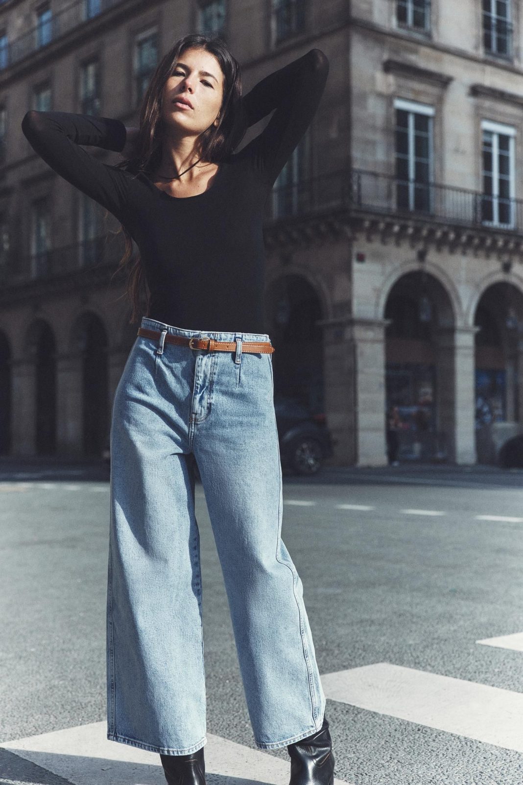 JEANS Z1975 WIDE LEG CROPPED TIRO ALTO CINTURÓN