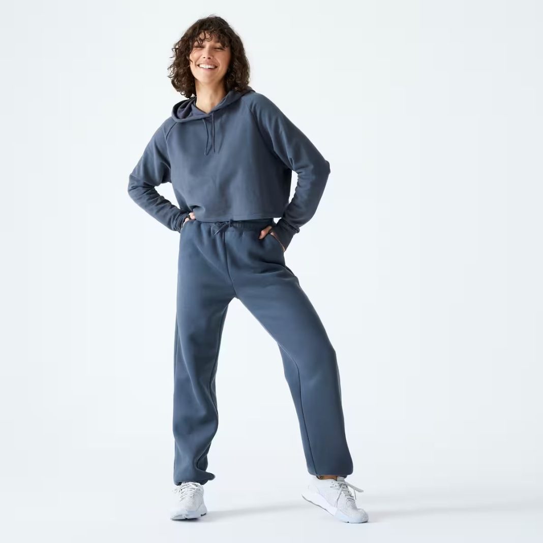 Pantalón Jogger Fitness 520 Mujer Gris Pizarra Holgado