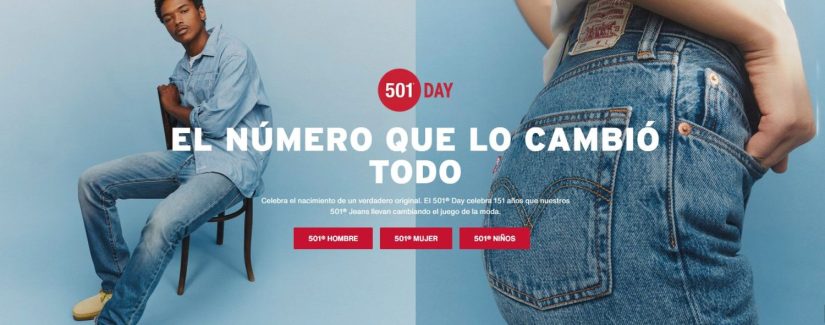 Nueva campaña de publicidad de Levi's en su propia página web.