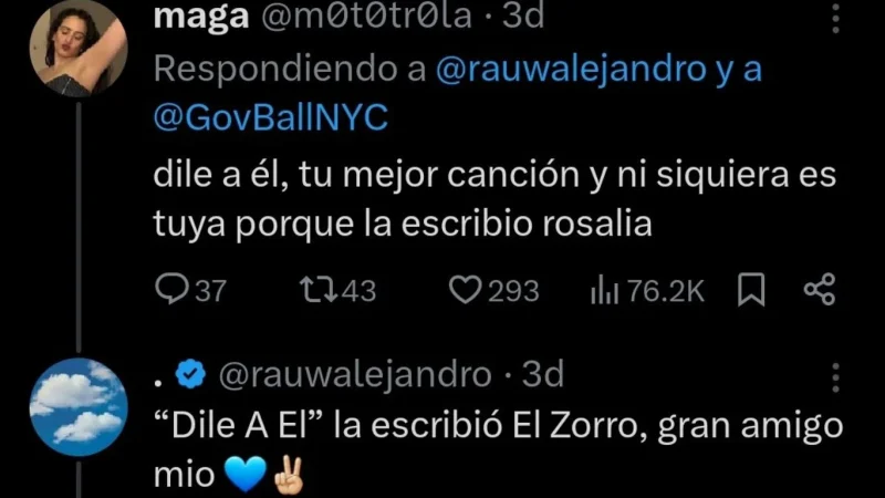 La respuesta de Rauw Alejandro a la fan de Rosalía