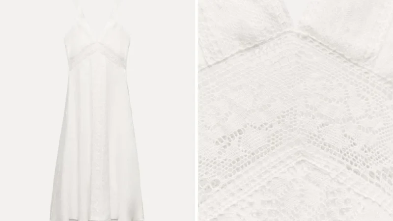 Los detalles del vestido blanco lencero de Zara