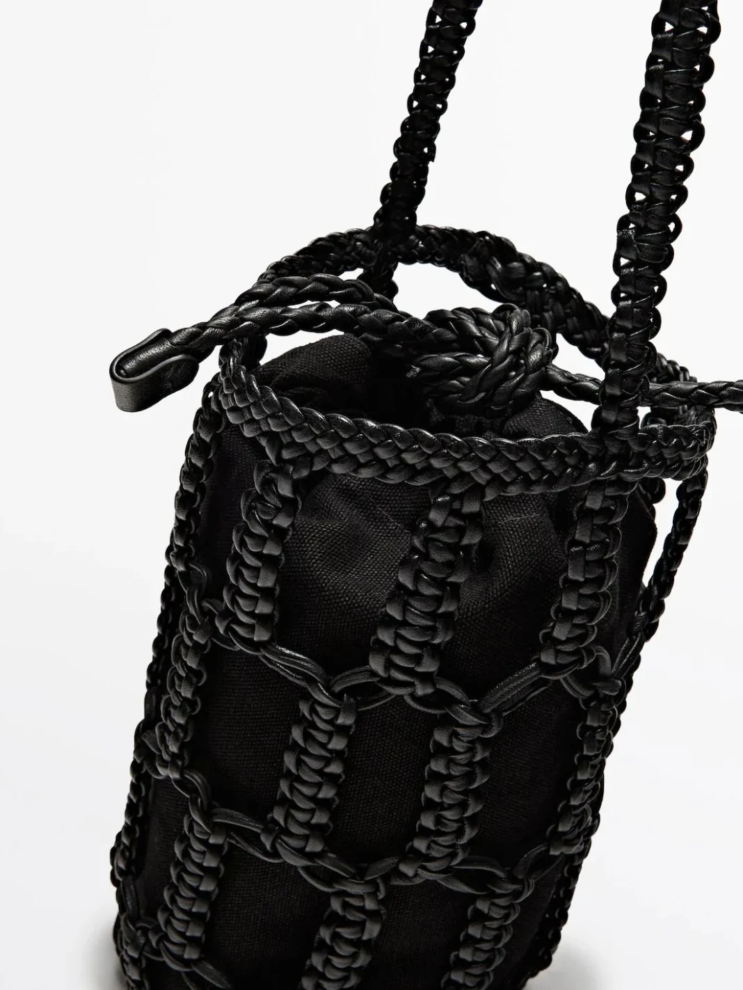 Bolso mini bucket trenzado piel napa