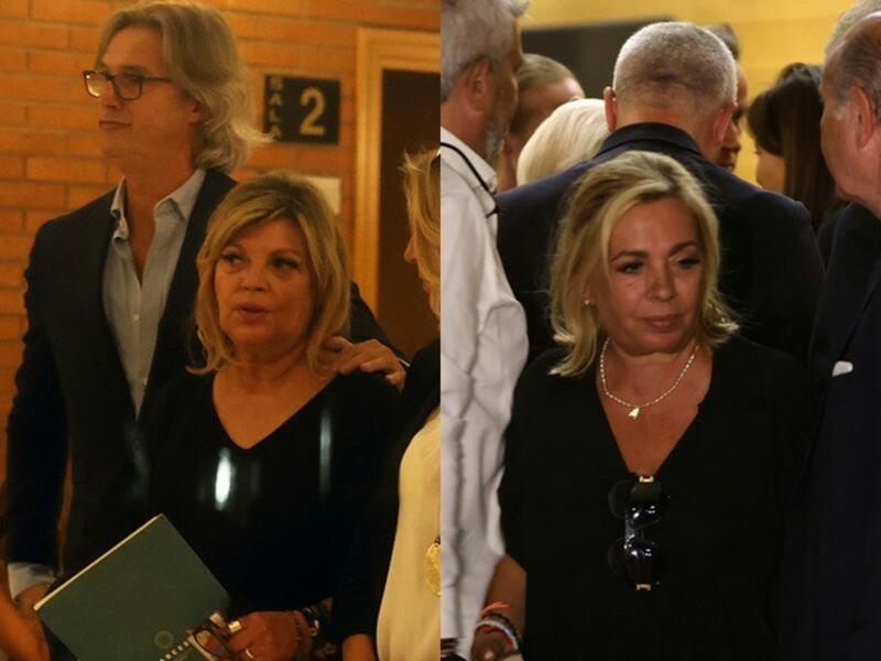 Terelu Campos y Carmen Borrego en la misa de su madre