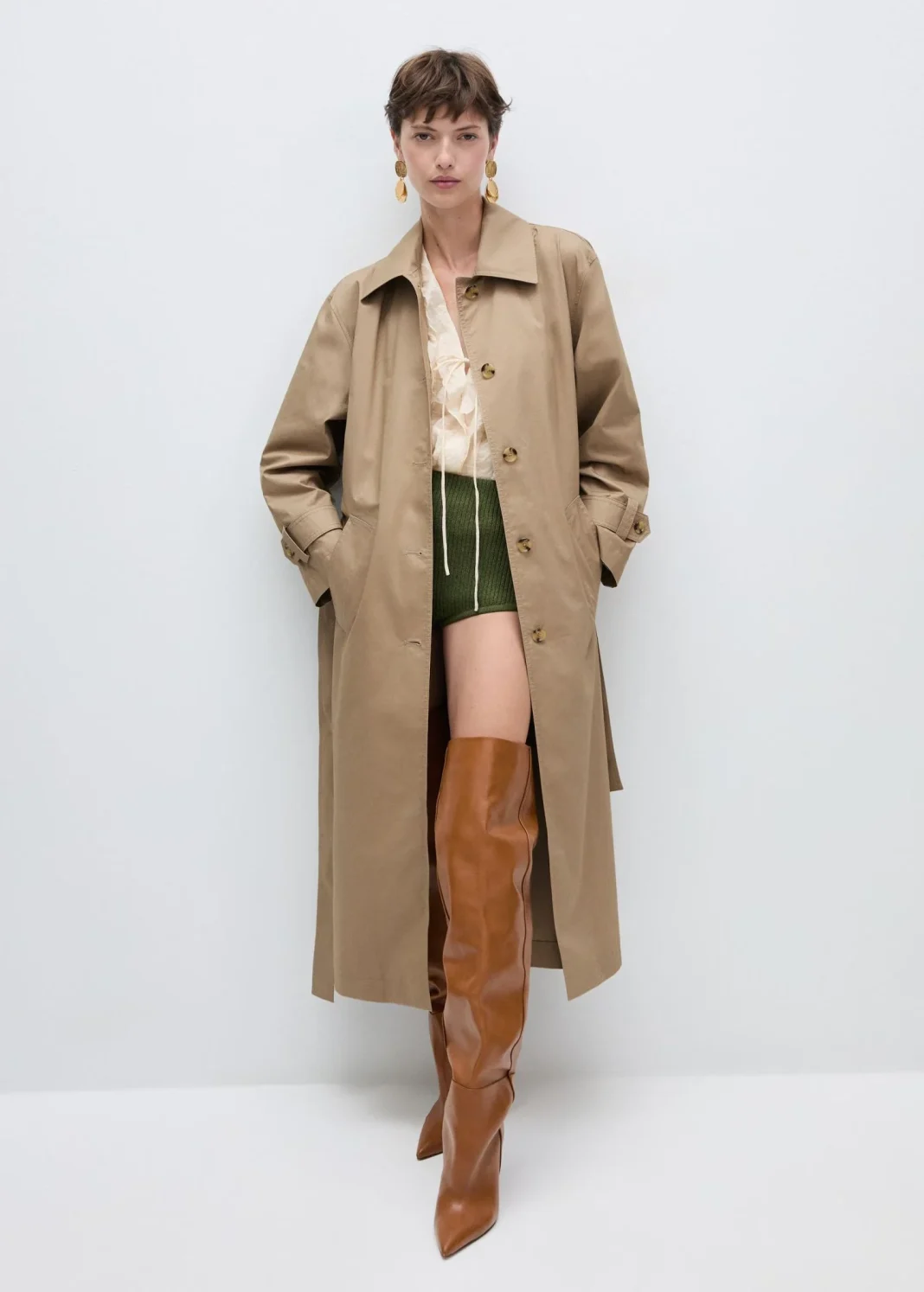 Trench algodón cuello camisero de Mango