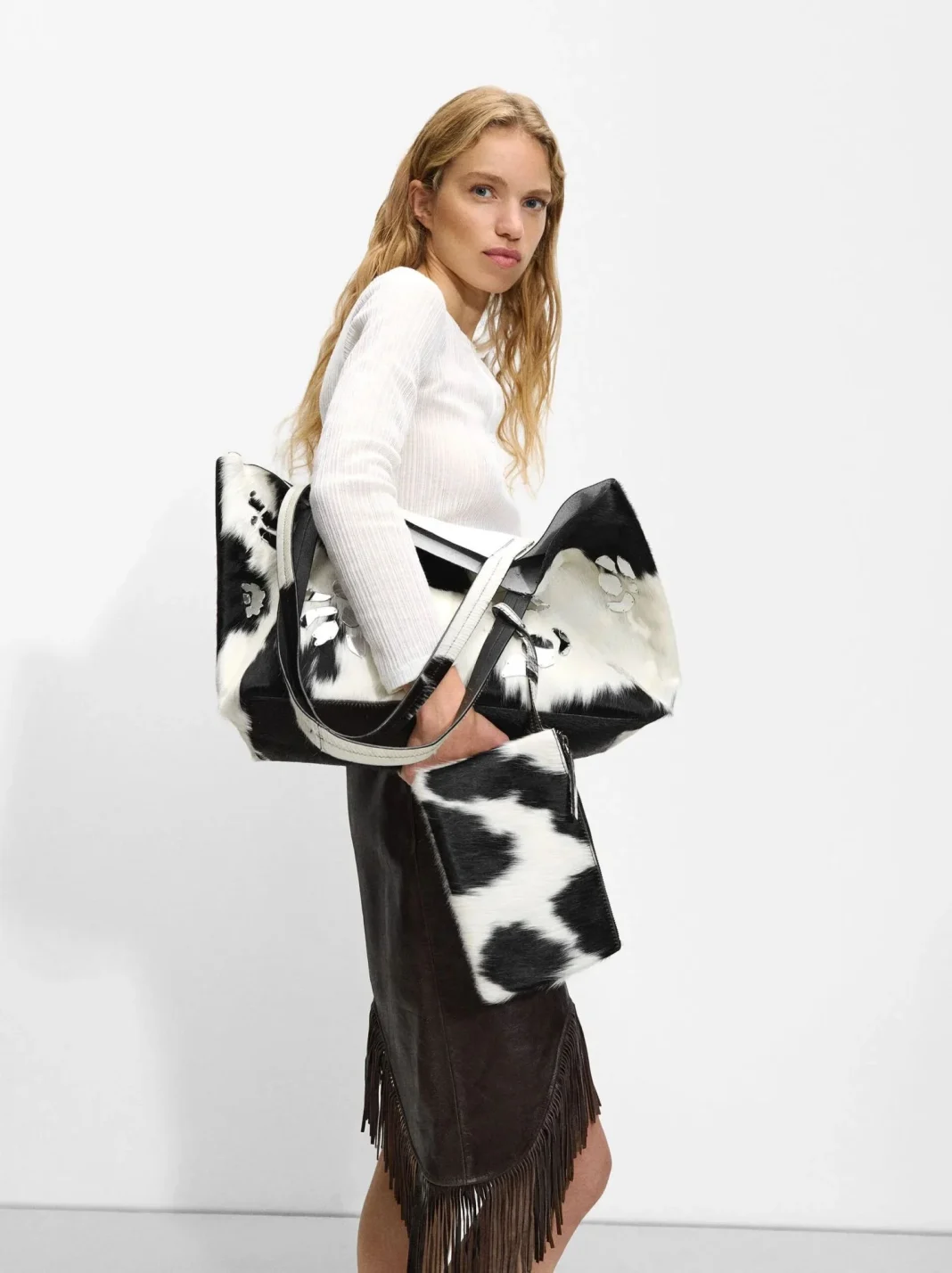 Bolso Shopper de Piel con Estampado Animal