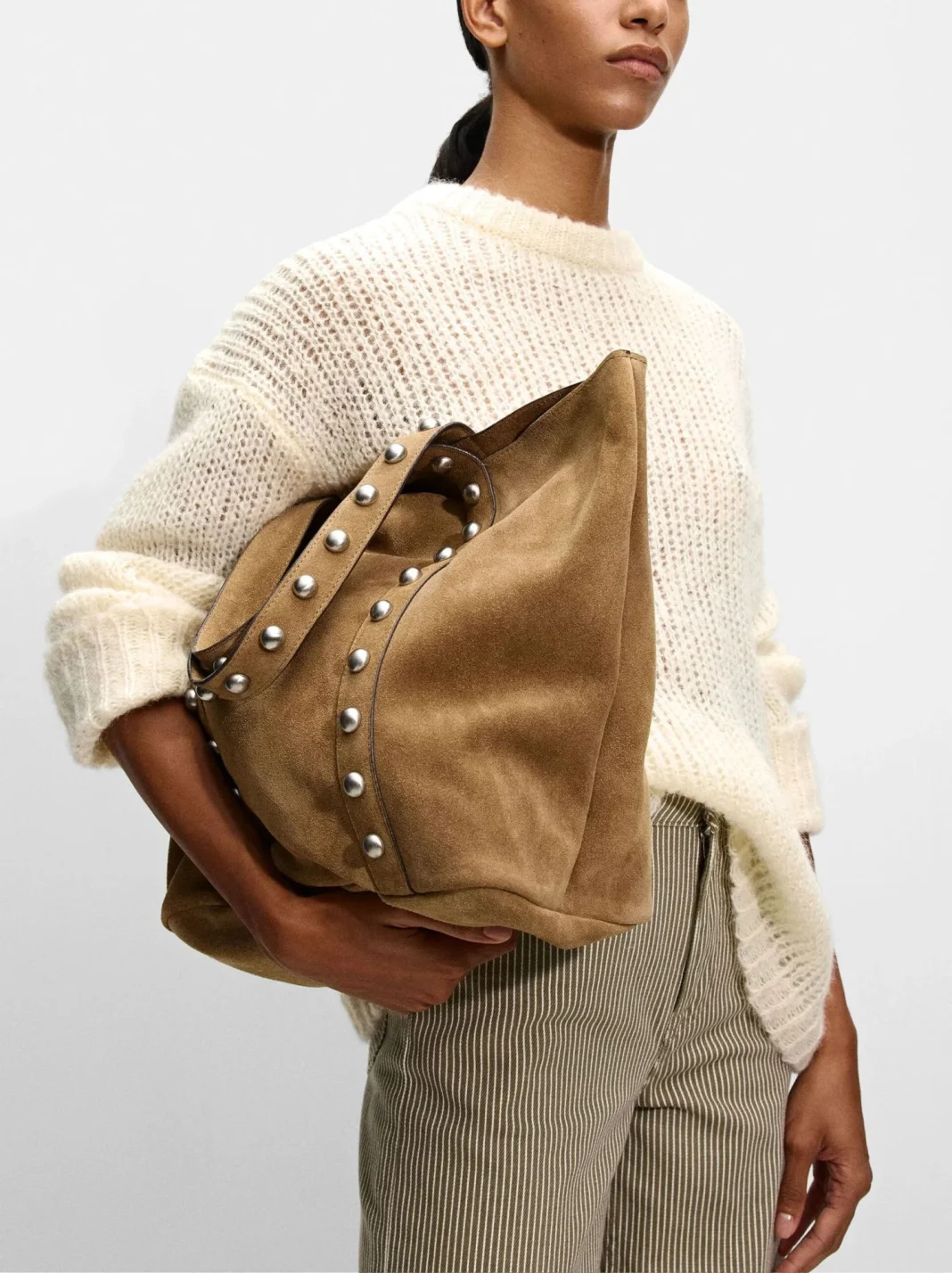 Bolso Shopper De Piel Con Tachuelas