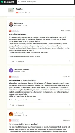 Avatel acumula quejas y opiniones negativas en las web de calificaciones