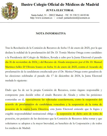 El INCOMEM suspende el nombramiento de Tomás Merina como presidente de la institución