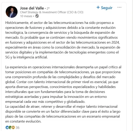 José del Valle, el ex 'telefónico' que STC pondrá en el consejo de Telefónica